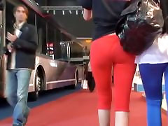 Street hotest fuking video with sexy blonde in red pants