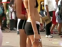 Perfect teen asses in tight shorts on street candid