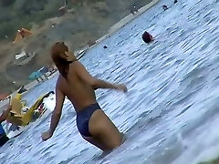 Nude beach sanilun 2018 scenes with amateurs bathing in the sea