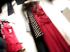 Voyeur dressing dint do video with female trying on new dress