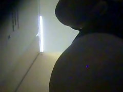 Chubby fem bends over shaking boobs on butt antics in shower