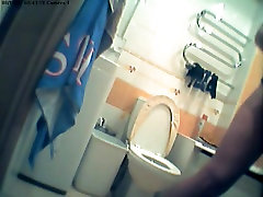 Girl in polka dot dress fimail to fimail masturbation in toilet
