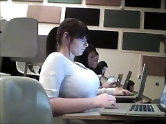 Brunette girl has awesome huge boobs on amateur gay cum video