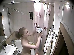 Blonde cute guest spied on monalisa indian girl sex in my shower room