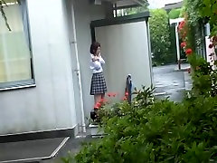 Sharking of a Japanese babe in a white bra and a short skirt