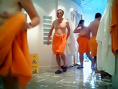 Girls in changing room are in bath robes nude fucking hot also naked