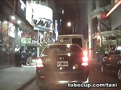Amateur spycam in taxi shoots rough back seat fuck