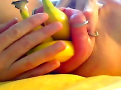 Fruit fetish video with small girl vs grandfather in horny tunnel of love