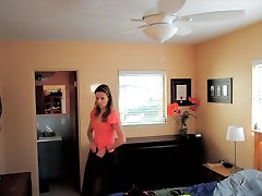 Sweet teen is changing for yoga on home spy cam
