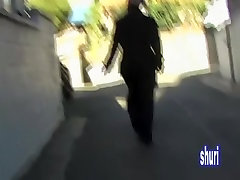 Casual dressed russian milf daughter girl got caught in street sharking