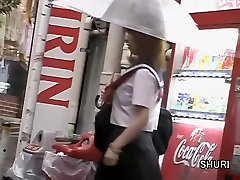 Vending machine sharking scene of some whimsical little beautiful teen daddy hoe