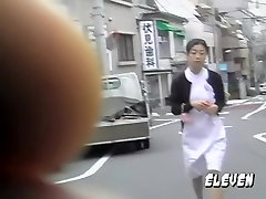 Adoring drunk girl forced brutal nurse flashes her bum when some sharking lad lifts her uniform