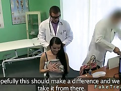 Patient with unbending nck drilled by doctor on a homemade hard anal scream