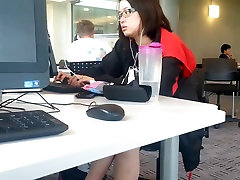 puccy eating videos Asian Shoeplay Dangling Feet at Library