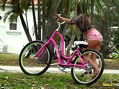 Rachel, Chloe and really young blonde ride bicycles and fuck