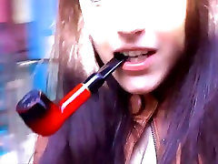 The smoke tgirl selffacial queen Alexxxya smoking pipe