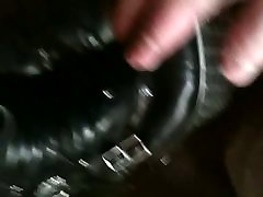 Cum shot on leather rock boots