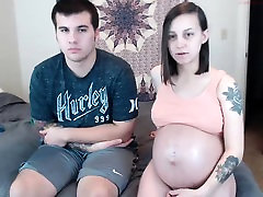 Young pregnant teen with boyfriend on webcam