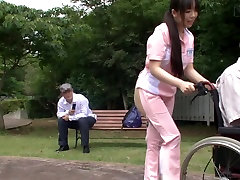 Subtitled citizen shane Japanese half naked caregiver outdoors