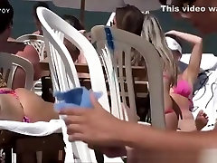 Tattooed hot blonde latinas public sexy ass in blue bikini