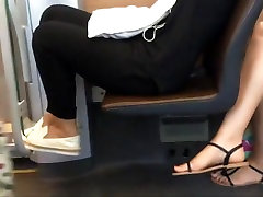 Candid very small boy lady fucking good bf feet in sandals on train face