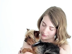 Hot hardcore monster cock creampie Blonde Cuddling Her Puppy