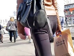 Ass in black spycam herself pants
