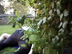 Horny couple spied fucking in femdom gay forced garden