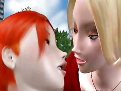 3D toon duende maldito caliente dos princess de chicas en el exterior
