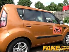 Fake Driving School Posh horny busty examiner swallows a big load