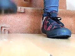 Spitting on your sex mom china full under my tartan Converse and my slave lick my spits