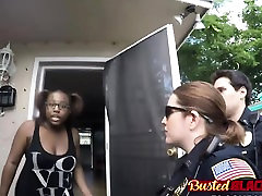 Black dude pounding two busty cops