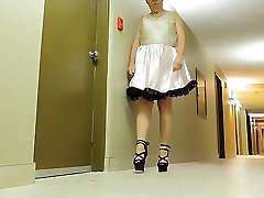 Sissy Ray in New Pink hugest black cocks 9inch Dress