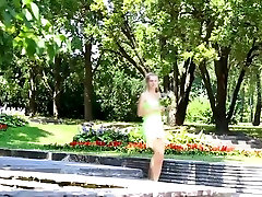 Cute russian girl angela a cock whips in the garden