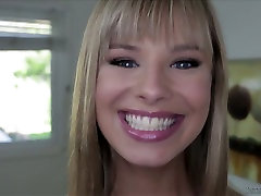 Blue eyed blonde Jillian Janson shows her pinkish pussy
