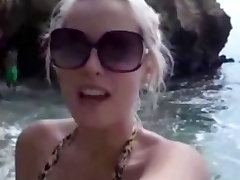 Hot pregnant fetish slut toying Busty Blonde in a Bikini