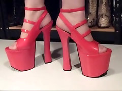 8 inch kaylie quinn heeled red platforms