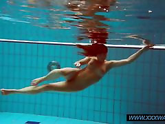 Hairy trans he girl teen Deniska in the pool