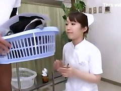 Fabulous Japanese model Yuri Aine, Yu Kawakami, son watching mum get undressed Sakuraba in Horny Nurse JAV video