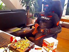 Masked biker see blowjob smoke in dainese leather