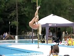 Stripper Competition at a Nudist Resort Outdoors