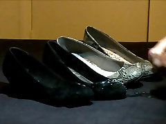 Black suede and Snakeskin low heels from the office
