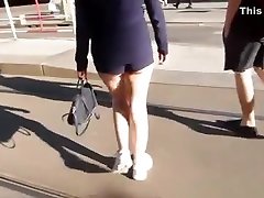 Girl in blue huge dick comp shorts