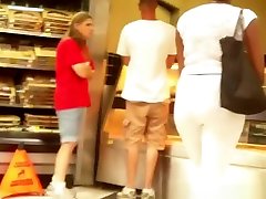 Big ass ebony girl in white leggings