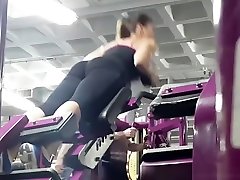 Fit brunette pti fiy spied in the gym exercising