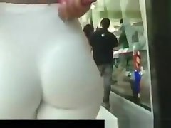Lovely Curvy Ass in white granny bbc leggings