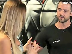 Athletic looker shows off excellent live cam masturbation dildo on TV