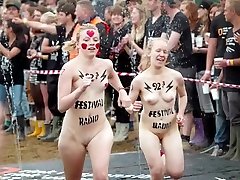 Popular festival with naked forced ass men and women