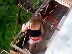 Gorgeous neighbor gets into a thong