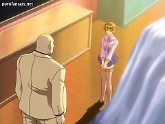 Anime teacher rubbing a dick